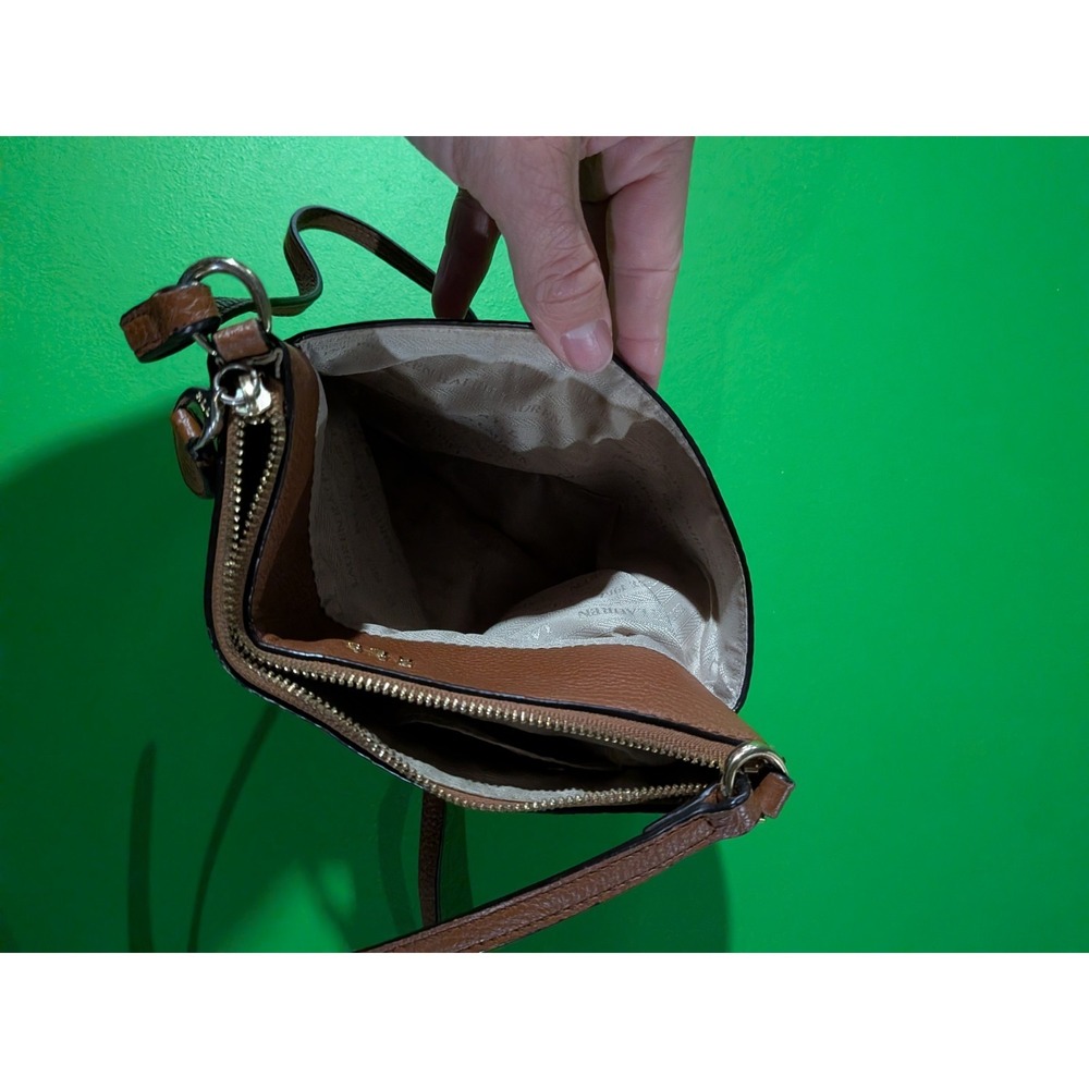 Lauren Ralph Lauren Brown Leather‎ Multi Crossbody Mini Handbag OS Shoulder Bag - Picture 7 of 10